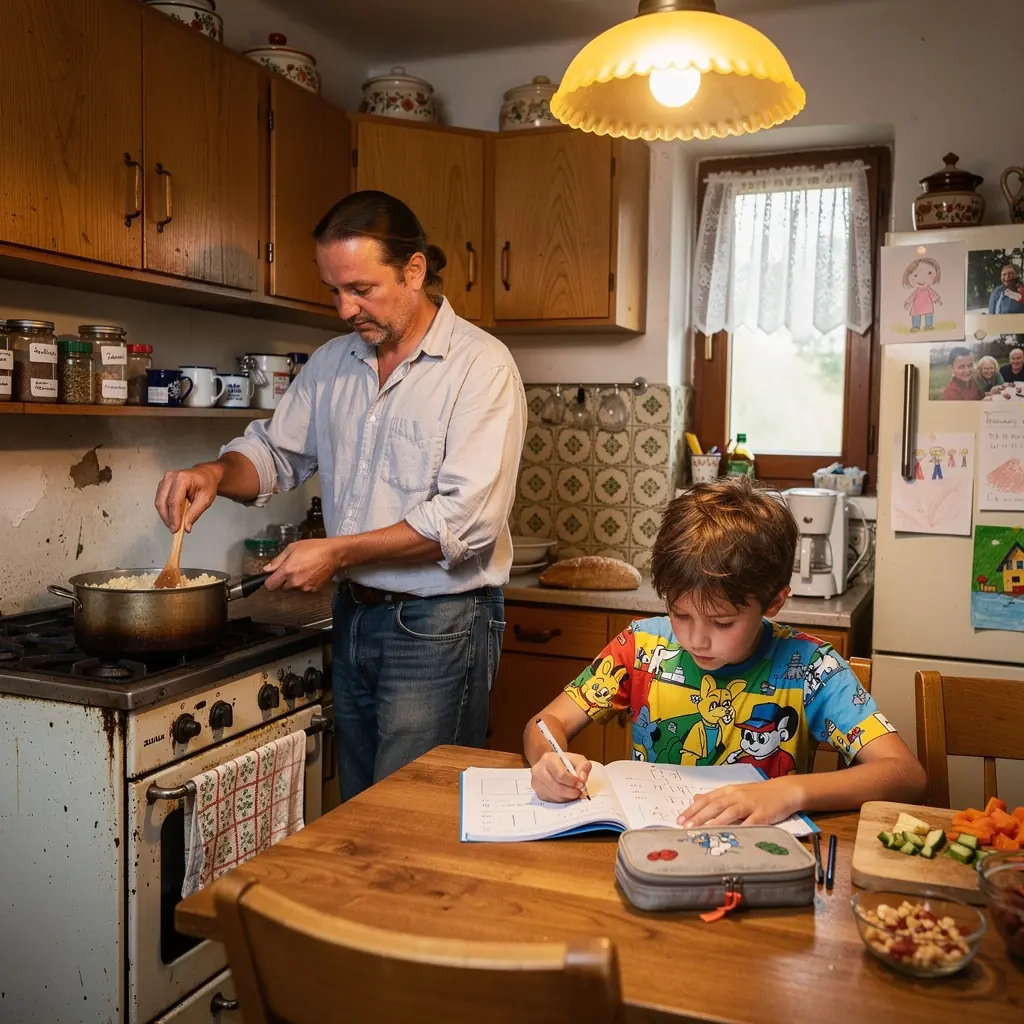 Rychlá večeře s těstovinami a zeleninou na talíři