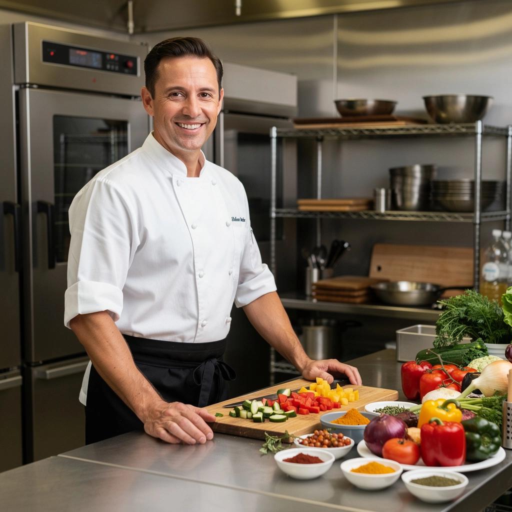 Rychlá večeře na talíři s čerstvou zeleninou a kuřecím masem